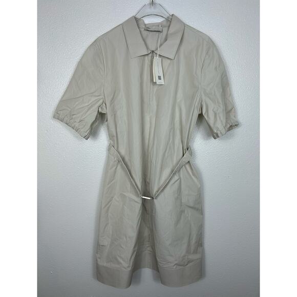 Tory Burch NWT Poplin Polo Dress Pale Sandstone Sz 14 Quiet Luxary Preppy - Picture 4 of 13